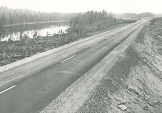 Автодорога Костомукша — госграница перед сдачей в эксплуатацию, 1976 г.