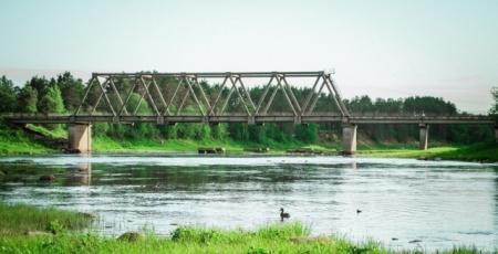 Пешеходный мост через реку Важинку