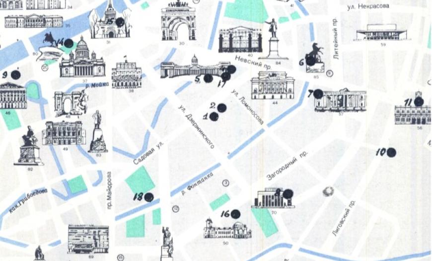 Здания «Лентранспроекта» на карте Ленинграда Здания «Лентранспроекта» на карте Ленинграда